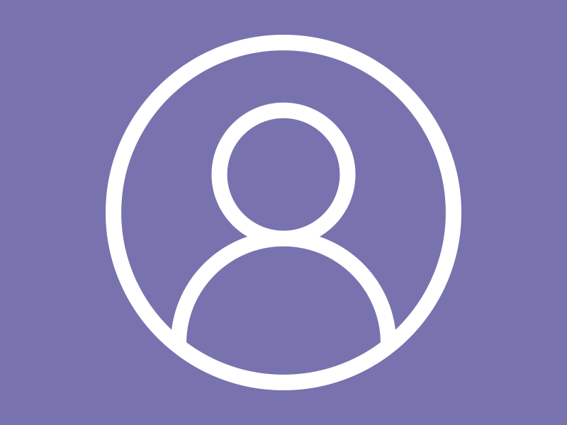 Platzhalter-Icon für Ansprechpartner auf lila Hintergrund